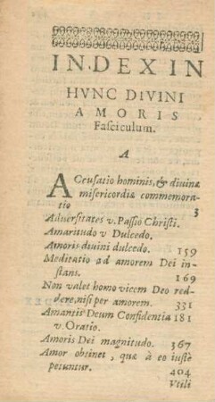 Index In Hunc Divini Amoris Fasciculum