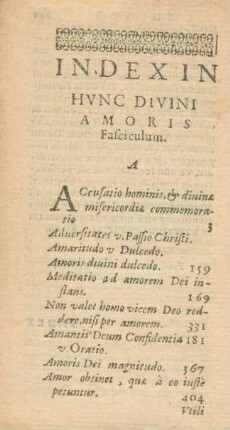 Index In Hunc Divini Amoris Fasciculum