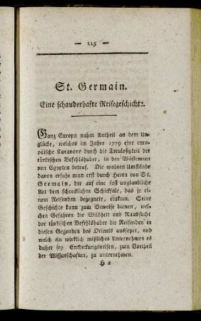 St. Germain. Eine schauderhafte Reisegeschichte.