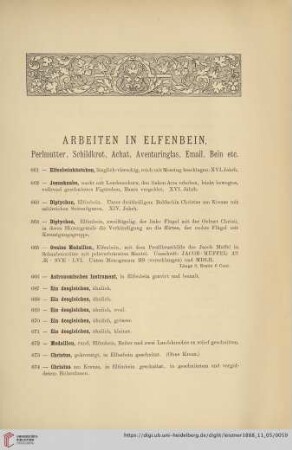 Arbeiten in Elfenbein, Perlmutter, Schildkrot, Achat, Aventuringlas, Email, Bein etc. (Nr. 661 - 724)