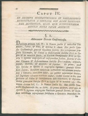 Caput IV. Ex Decretis Constantiensibus ...