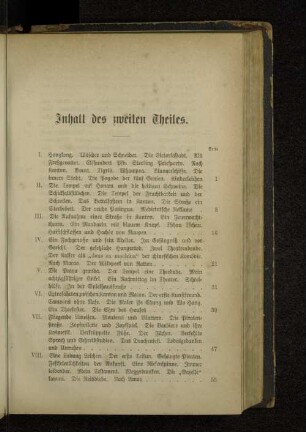 Inhalt des zweiten Theiles.