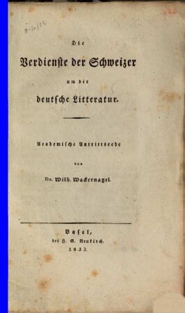 Die Verdienste der Schweizer um die Deutsche Literatur