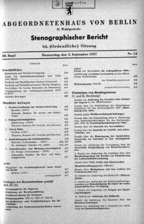 Nr. 14 (64), 5. September 1957