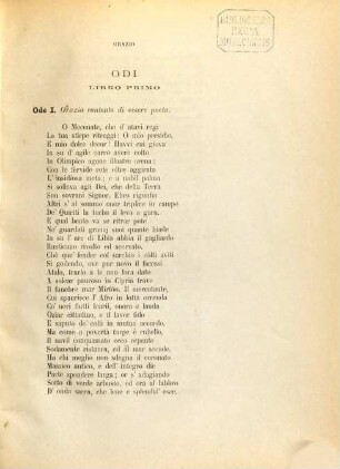 Quinto Orazio Flacco : Opere espurgate. Versione dell'Aurelio Colla