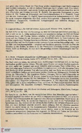 [Rezension von: Otto Seel, Quintilian oder Die Kunst des Redens und Schweigens]