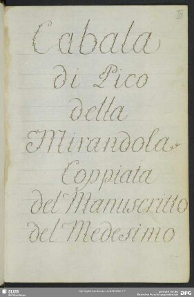 Bl. III-S. 152: Cabala di Pico della Mirandola
