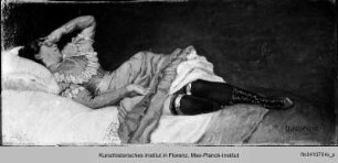 Frau, auf einem Bett liegend - Frau, auf einem Bett liegend (Fanciulla in azzurro)