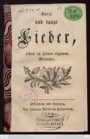 Kurze und lange Lieder : iedes in seiner eigenen Melodie