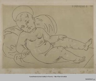 Liegendes Christuskind (nach Peruginos Anbetung des Kindes in der Pinacoteca in Perugia)