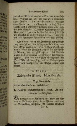 V. Klasse. Reinigende Mittel. Mundisicantia.