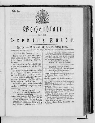 Nr. 12, Ausgabe vom 25. März 1822
