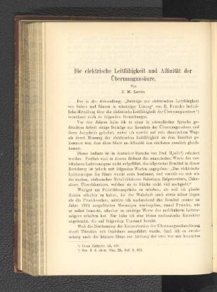 Die elektrische Leitfähigkeit und Affinität der Übermangansäure.