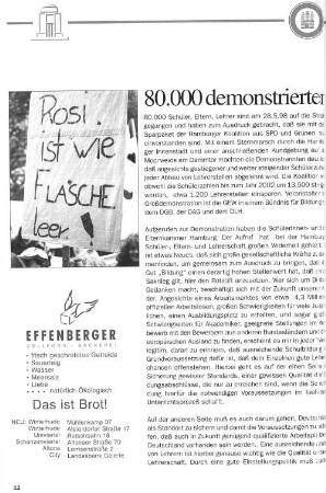 80.000 demonstrierten gegen Hamburgs Bildungspolitik