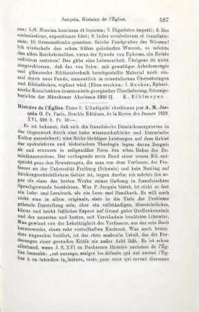 587-588 [Rezension] Jacquin, Alcide Mannès, L'antiquité chrétienne