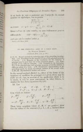 On the principal axes of a solid body.