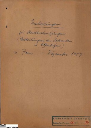 Einladungen zu Stadtratssitzungen: Mitteilungen an Referenten und Offenlagen