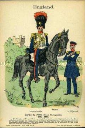 Uniformdarstellung, Offiziere der Garde zu Pferde, Königreich Großbritannien, 1830/1840.