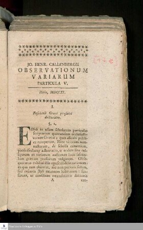 Particula V.: Observationes variae