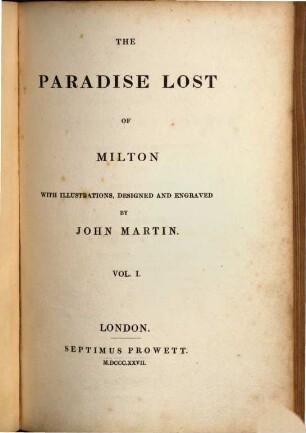 The paradise lost of Milton, 1 (1827)
