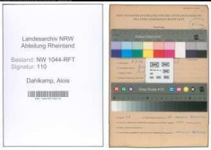 Entnazifizierung Alois Dahlkamp , geb. 01.03.1902 (Landwirt)