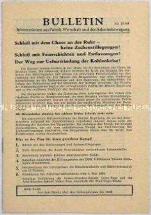 Illegales Informationsblatt der KPD "Bulletin" u.a mit dem Wortlaut des Gesetzes über den Siebenjahrplan der DDR