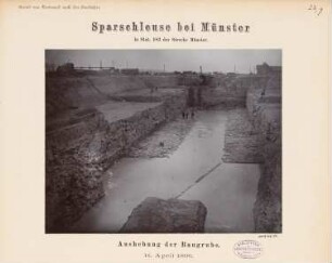Dortmund-Ems-Kanal. Sparschleuse, Münster: Ausschachtung der Baugrube