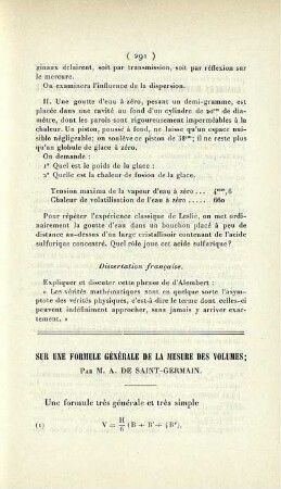 Sur une formule générale de la mesure des volumes.