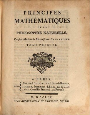 Principes mathématiques de la philosophie naturelle, 1