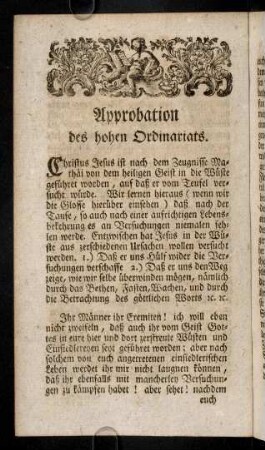 4v-5v, Approbation des hohen Ordinariats