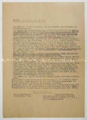 Hektografiertes Rundschreiben der NSDAP-Sektion Freital zur Reichstagswahl 1930 mit Ausrichtung auf den Mittelstand