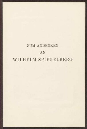 Spiegelberg, Wilhelm