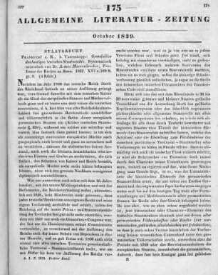 Maurenbrecher, R.: Grundsätze des heutigen deutschen Staatsrechts. Frankfurt am Main: Varrentrapp 1837