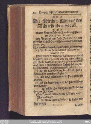 Die Kirchen-Historie des Achtzehenden Seculi.
