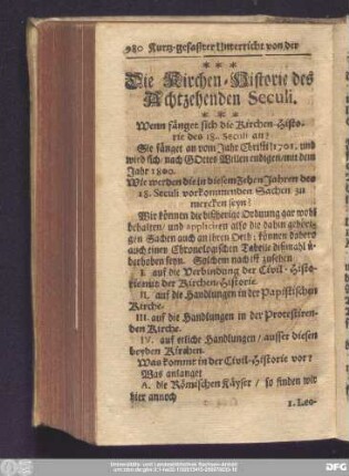 Die Kirchen-Historie des Achtzehenden Seculi.