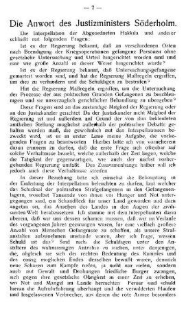Die Antwort des Justizministers Söderholm.