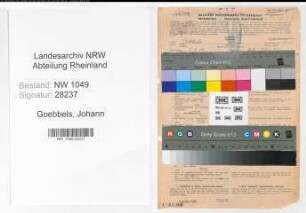 Entnazifizierung Johann Goebbels , geb. 05.03.1901 (Postbeamter)