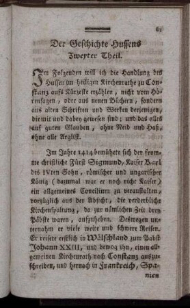 Der Geschichte Hussens Zweyter Theil.