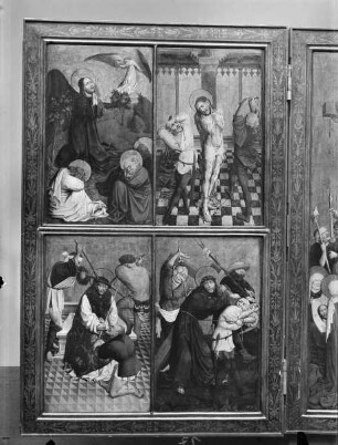 Barbara-Altar — Passionsszenen — Agonie Christi, Christus Marter, Dornenkrönung, Kreuztragung
