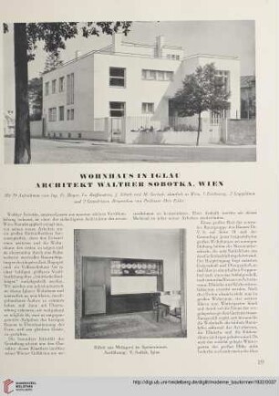 Wohnhaus in Iglau : Architekt Walther Sobotka, Wien