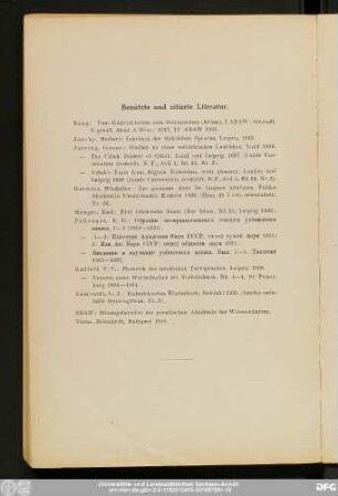 Benützte und zitierte Literatur.