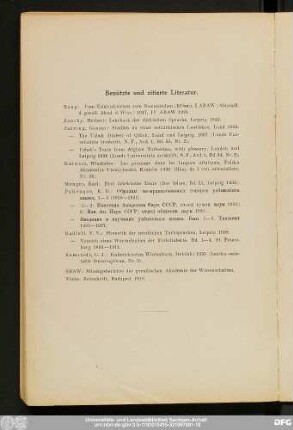 Benützte und zitierte Literatur.