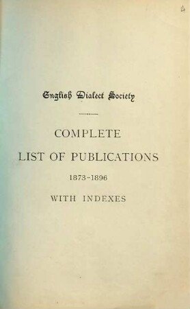 List of publications. 1873/96
