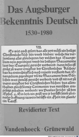 Das Augsburger Bekenntnis deutsch : 1530 - 1980