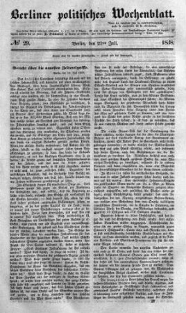No 29, 21. Juli 1838