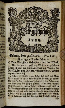 Erlang, den 9. Octob. No. 121. - No. 125.