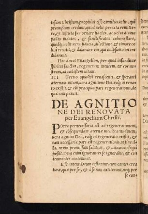 DE AGNITIONE DEI RENOVATA per Evanglium Christi.
