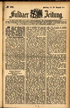 Ausgabe vom Freitag, den 26. August 1881.
