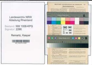 Entnazifizierung Kaspar Reinartz , geb. 26.07.1914 (Pfleger)