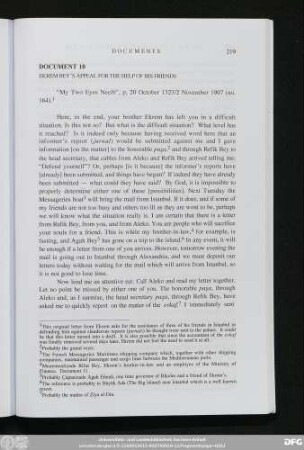 Document 10 Ekrem Bey's Appeal For The Help Of His Friends